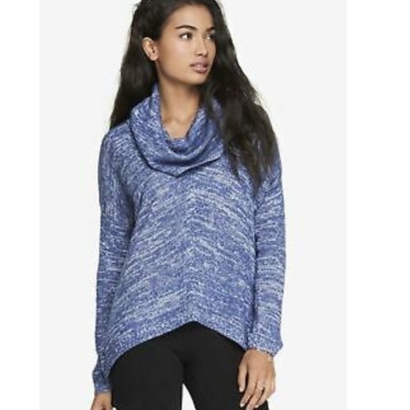 Express Cowl Neck Sweater Handkerchief Hem Blue XS - Picture 7 of 7